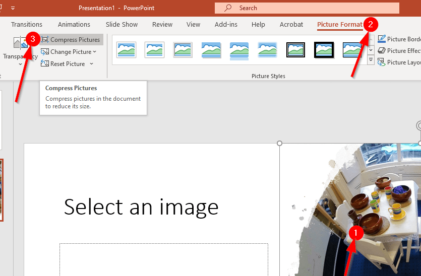 the picture format bar