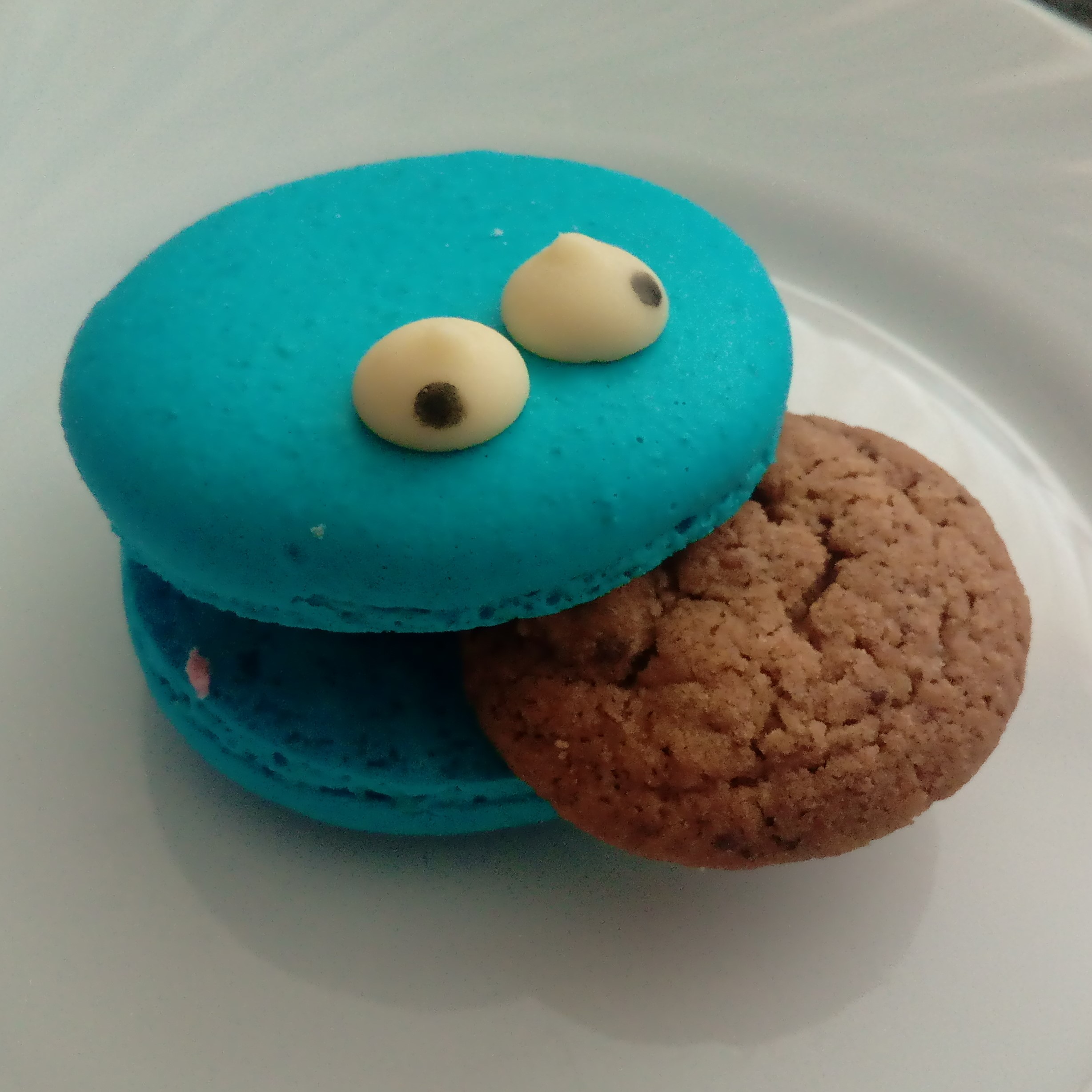 A cookie shaped like Cookie Monster