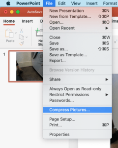 the File menu and choose Compress Pictures