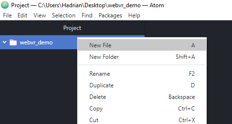 create a new file in Atom